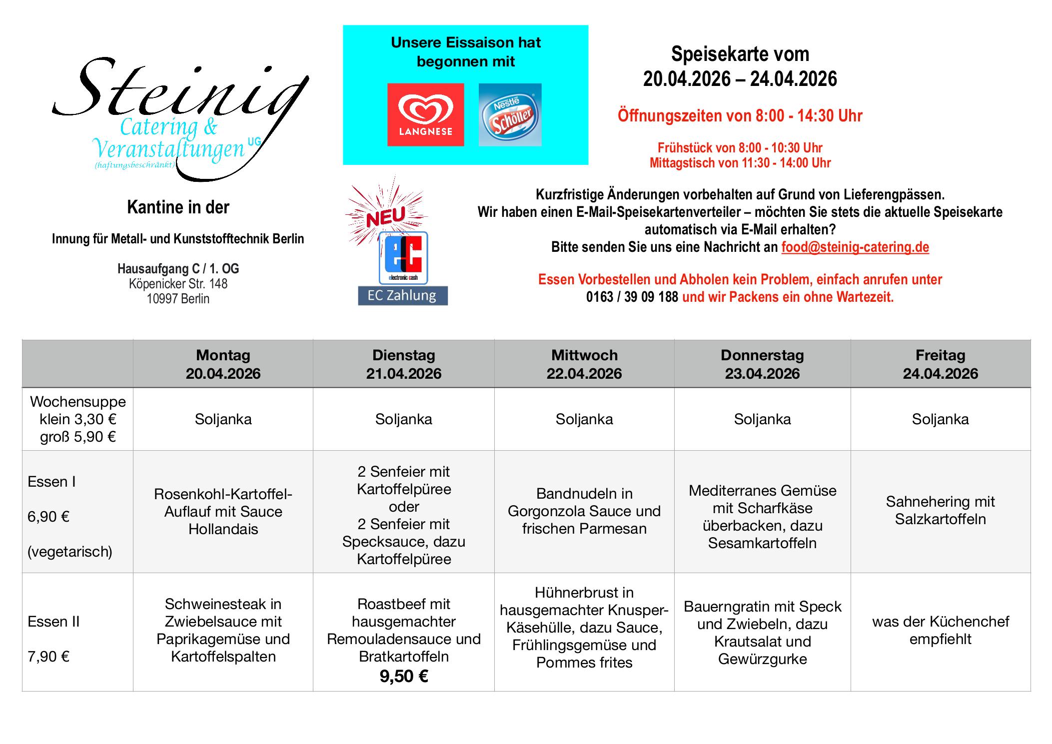 Speiseplan – KW 17